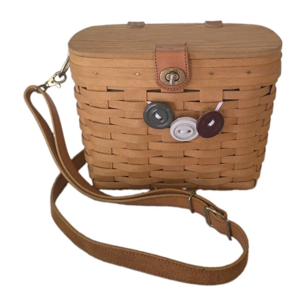 Longaberger 18210 Signed Basket Purse Handbag Cherry Blueberry Liner Buttons